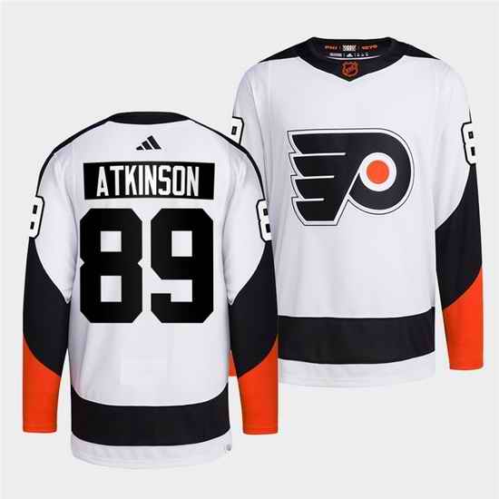 Men Philadelphia Flyers #89 Cam Atkinson White 2022 Reverse Retro Stitched Jersey->pittsburgh penguins->NHL Jersey