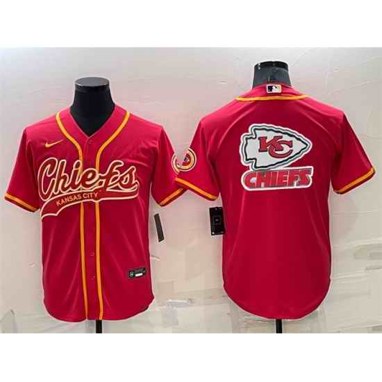Men Kansas City Chiefs Red Team Big Logo With Patch Cool Base Stitched Baseball Jersey->kansas city chiefs->NFL Jersey