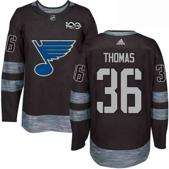 Mens Adidas St Louis Blues #36 Robert Thomas Authentic Black 1917 2017 100th Anniversary NHL Jersey->st.louis blues->NHL Jersey