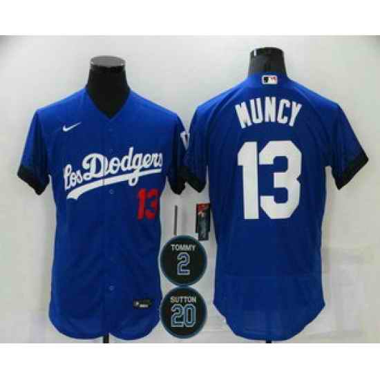 Men Los Angeles Dodgers 13 Max Muncy Blue #2 20 Patch City Connect Flex Base Stitched Jersey->los angeles dodgers->MLB Jersey