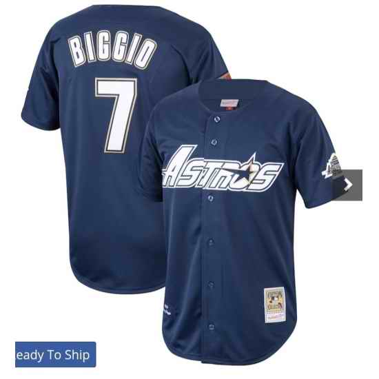 Men Houston Astros #7 Craig Biggio Navy Blue Throwback Stitched MLB Jersey->houston astros->MLB Jersey