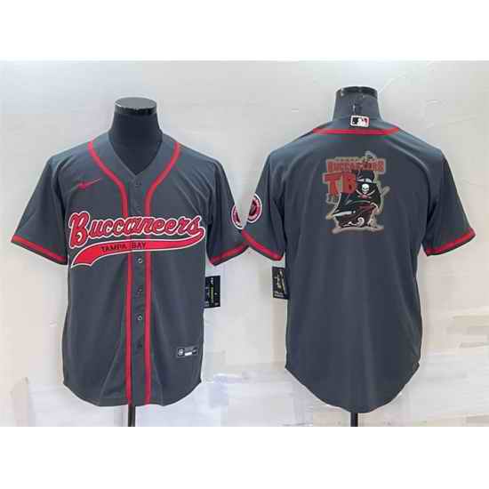 Men Tampa Bay Buccaneers Grey Team Big Logo With Patch Cool Base Stitched Baseball Jersey->tampa bay buccaneers->NFL Jersey