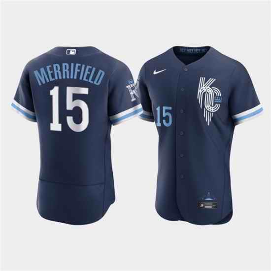 Men Kansas City Royals #15 Whit Merrifield 2022 Navy City Connect Flex Base Stitched MLB jersey->kansas city royals->MLB Jersey