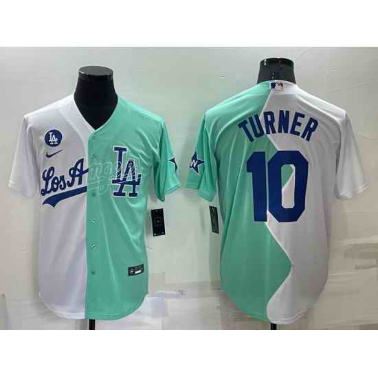 Men Los Angeles Dodgers #10 Justin Turner 2022 All Star White Green Cool Base Stitched Baseball Jerseys->los angeles dodgers->MLB Jersey