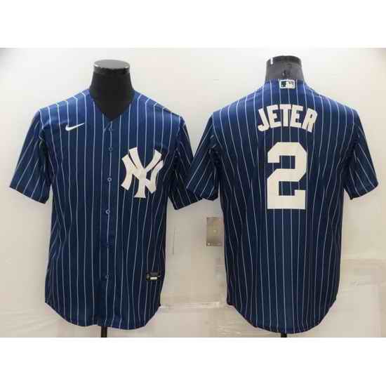 Men New York Yankees #2 Derek Jeter Navy Cool Base MLB Jersey->new york yankees->MLB Jersey