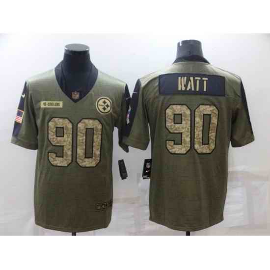 Men's Pittsburgh Steelers #90 T. J. Watt Camo 2021 Salute To Service Limited Player Jersey->miami dolphins->NFL Jersey