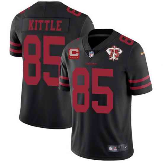 Men's San Francisco 49ers #85 George Kittle 2021 Black With C Patch 75th Anniversary Vapor Untouchable Limited Stitched Jersey->pittsburgh steelers->NFL Jersey