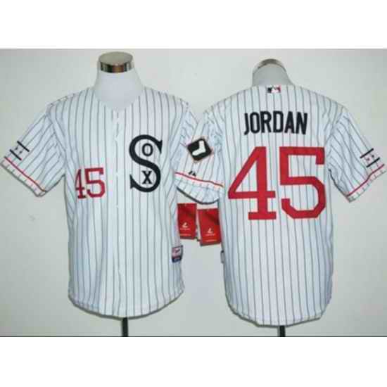 Men Chicago White Sox #45 Michael Jordan White Stips Jersey->youth mlb jersey->Youth Jersey