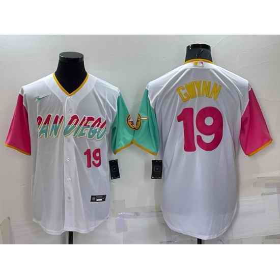Men San Diego Padres #19 Tony Gwynn 2022 White City Connect Cool Base Stitched Jersey->san diego padres->MLB Jersey