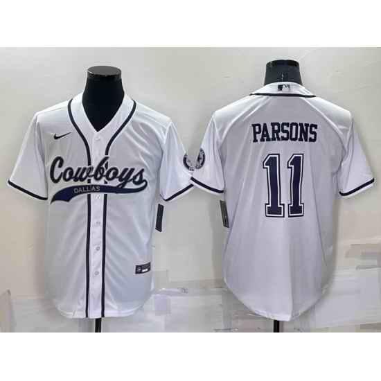 Men Dallas Cowboys #11 Micah Parsons White Cool Base Stitched Baseball Jersey->dallas cowboys->NFL Jersey
