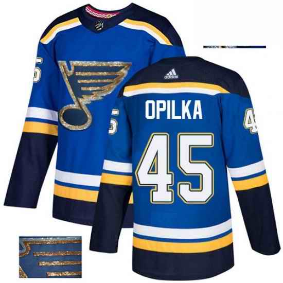 Mens Adidas St Louis Blues #45 Luke Opilka Authentic Royal Blue Fashion Gold NHL Jersey->st.louis blues->NHL Jersey