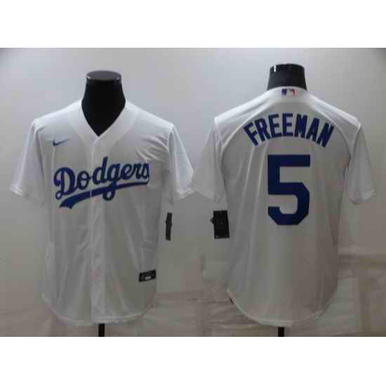 Men's Los Angeles Dodgers #5 Freddie Freeman White Cool Base Stitched Baseball Jersey->los angeles dodgers->MLB Jersey