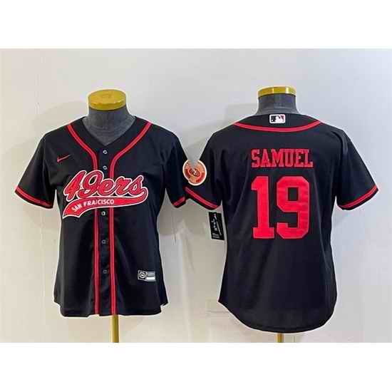 Women San Francisco 49ers #19 Deebo Samuel Black With Patch Cool Base Stitched Baseball Jersey->women nfl jersey->Women Jersey