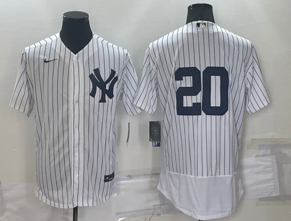 Men's New York Yankees #20 Jorge Posada White Flex Base Stitched Baseball Jersey->new york yankees->MLB Jersey