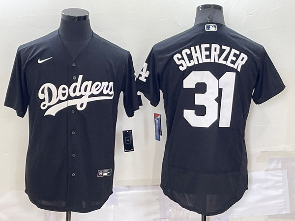 Men's Los Angeles Dodgers #31 Max Scherzer Black Cool Base Stitched Baseball Jersey->los angeles dodgers->MLB Jersey