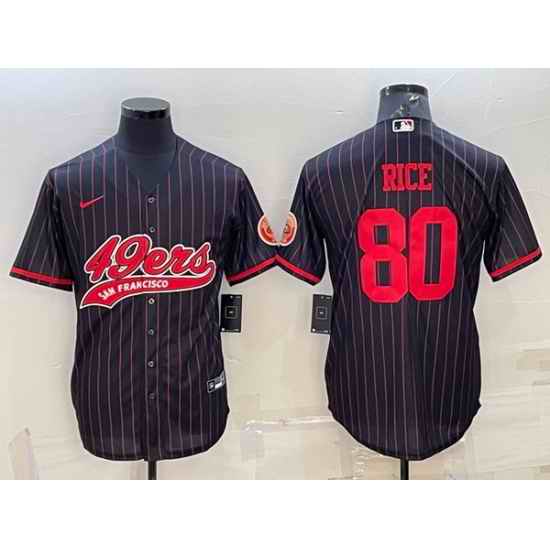 Men San Francisco 49ers #80 Jerry Rice Black With Patch Cool Base Stitched Baseball Jersey->san francisco 49ers->NFL Jersey
