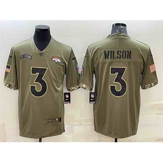 Men Denver Broncos #3 Russell Wilson Olive 2022 Salute To Service Limited Stitched Jersey->dallas cowboys->NFL Jersey