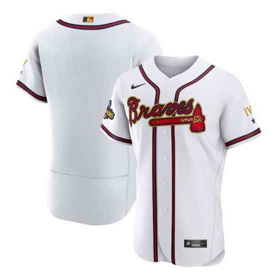 Men Atlanta Braves Blank 2022 White Gold World Series Champions Program Flex Base Stitched Baseball jersey->houston astros->MLB Jersey