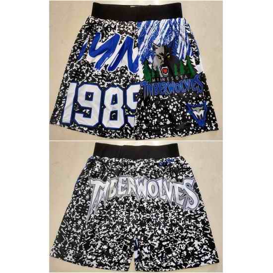 Men Minnesota Timberwolves Black Mitchell  Ness Shorts Run Small->->