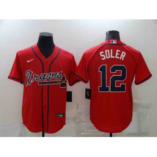 Men's Atlanta Braves #12 Jorge Soler Red Nike MLB Jersey->los angeles dodgers->MLB Jersey