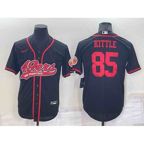 Men San Francisco 49ers #85 George Kittle Black Cool Base Stitched Baseball Jersey->san francisco 49ers->NFL Jersey