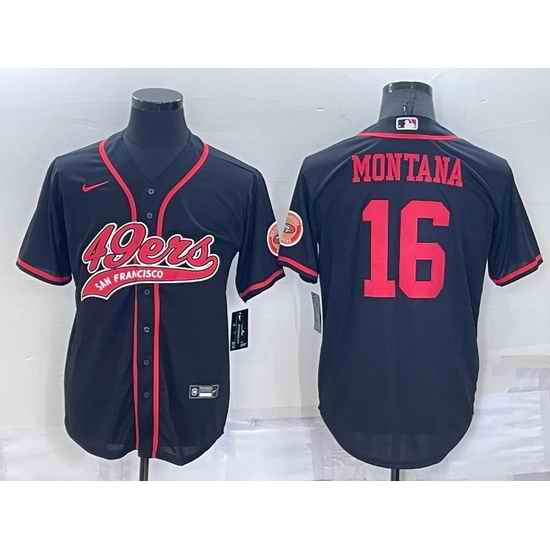 Men San Francisco 49ers #16 Joe Montana Black Cool Base Stitched Baseball Jersey->san francisco 49ers->NFL Jersey