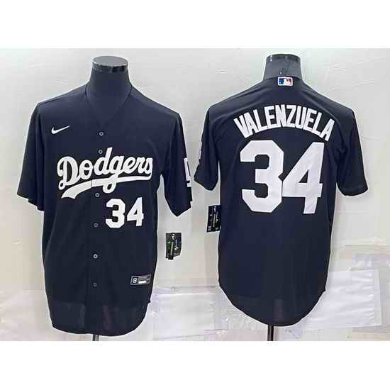 Men Los Angeles Dodgers #34 Toro Valenzuela Black Cool Base Stitched Baseball Jersey->los angeles dodgers->MLB Jersey