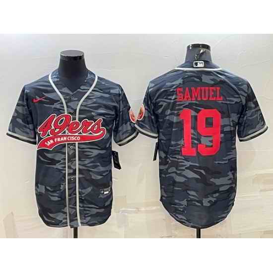Men San Francisco 49ers #19 Deebo Samuel Grey Red Camo With Patch Cool Base Stitched Baseball Jersey->san francisco 49ers->NFL Jersey