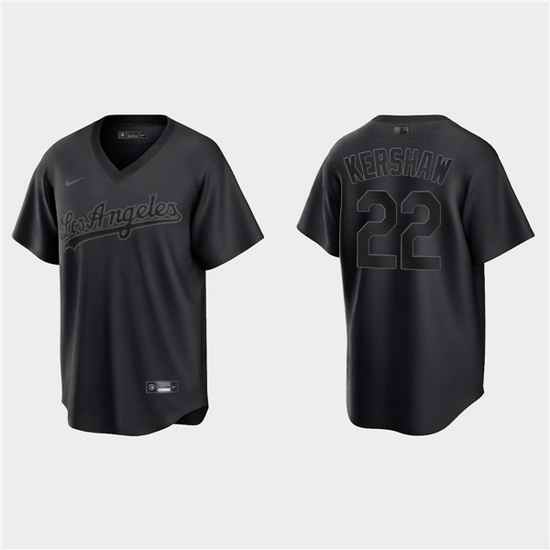 Men Los Angeles Dodgers #22 Clayton Kershaw Black Pitch Black Fashion Replica Stitched Jersey->los angeles dodgers->MLB Jersey