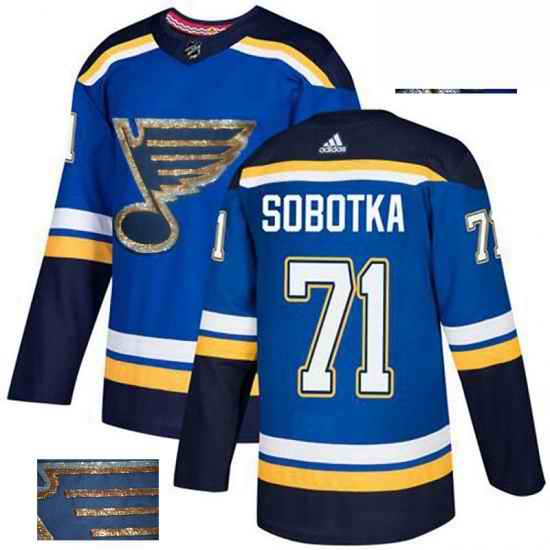 Mens Adidas St Louis Blues #71 Vladimir Sobotka Authentic Royal Blue Fashion Gold NHL Jersey->st.louis blues->NHL Jersey