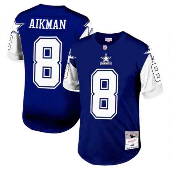 Men Dallas Cowboys #8 Troy Aikman Navy 1995 Mitchell  26 Ness Stitched Football Jersey->dallas cowboys->NFL Jersey