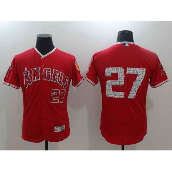 Men Los Angeles Angels #27 Mike Trout Red Flex Base Stitched Baseball jersey->los angeles angels->MLB Jersey