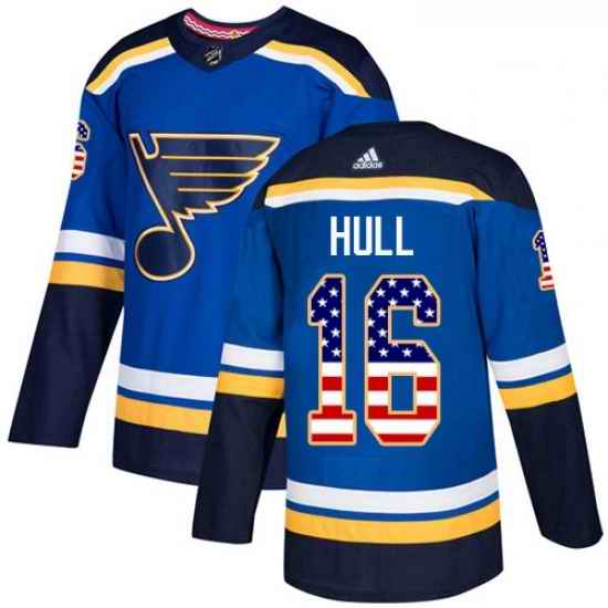 Youth Adidas St Louis Blues #16 Brett Hull Authentic Blue USA Flag Fashion NHL Jersey->youth nhl jersey->Youth Jersey