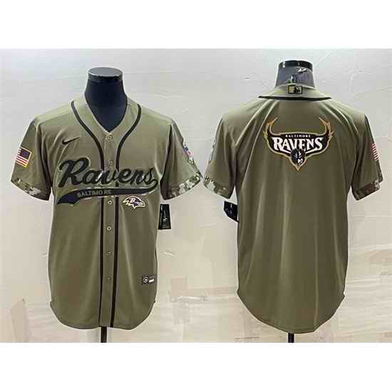 Men Baltimore Ravens Olive Salute To Service Team Big Logo Cool Base Stitched Baseball Jersey->buffalo bills->NFL Jersey