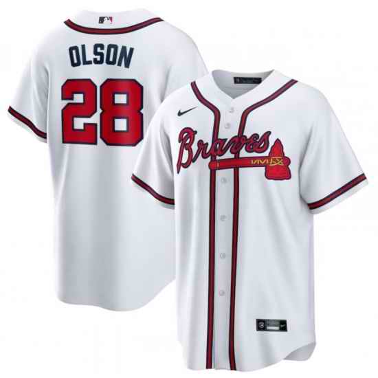 Men's Atlanta Braves #28 Matt Olson White Nike Cool Base Jersey->chicago cubs->MLB Jersey