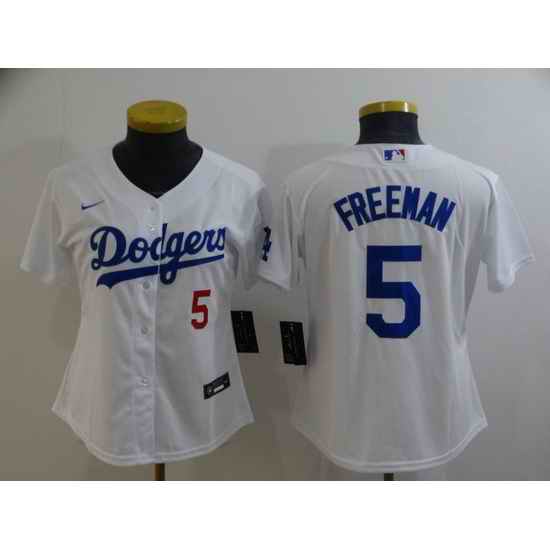 Women's Nike Los Angeles Dodgers #5 Freddie Freeman White City Player Jersey->women mlb jersey->Women Jersey