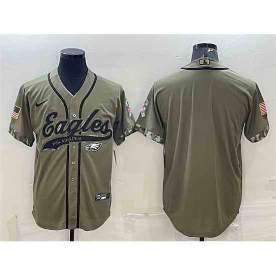 Men Philadelphia Eagles Blank Olive 2022 Salute To Service Cool Base Stitched Baseball Jersey->new york giants->NFL Jersey
