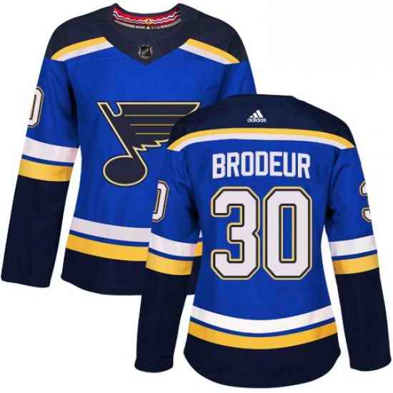 Womens Adidas St Louis Blues #30 Martin Brodeur Premier Royal Blue Home NHL Jersey->women nhl jersey->Women Jersey