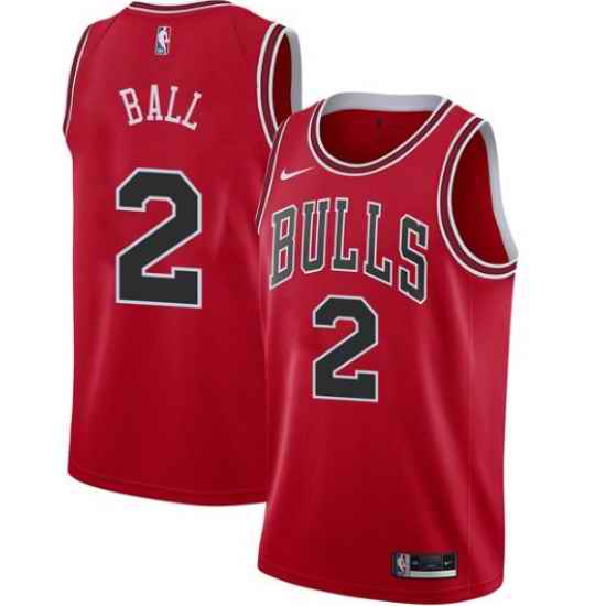 Men Chicago Bulls #2 Lonzo Ball Jersey Red Jersey->chicago bulls->NBA Jersey