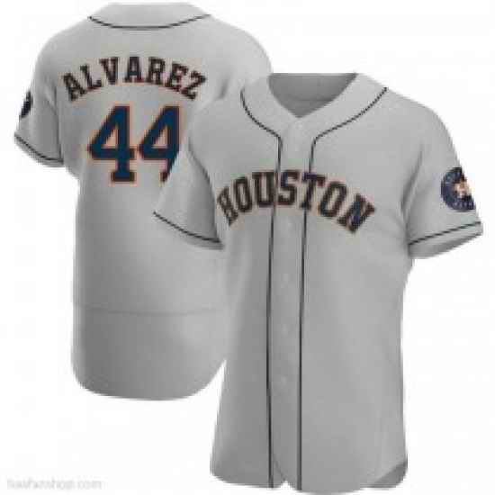 Mens Houston Astros #44 Yordan Alvarez Authentic Gray Road Jerseys->houston astros->MLB Jersey