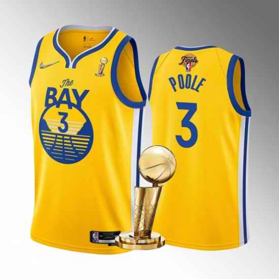 Men's Golden State Warriors #3 Jordan Poole 2022 Yellow NBA Finals Champions Stitched Jersey->golden state warriors->NBA Jersey
