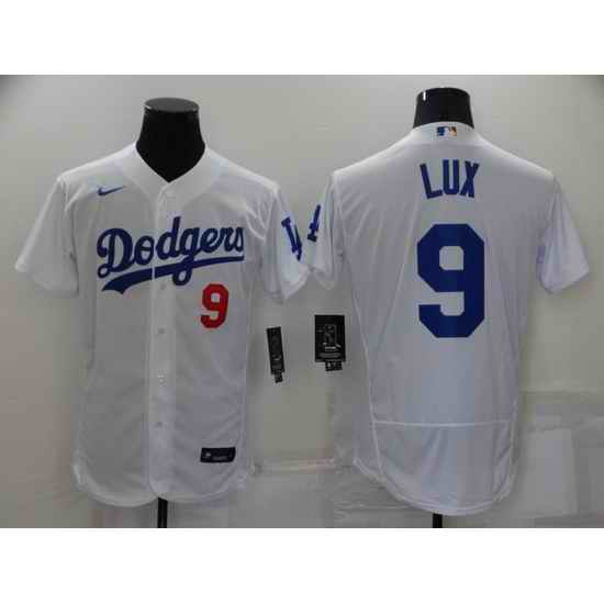 Men Los Angeles Dodgers #9 Gavin Lux White Flex Base Stitched jersey->los angeles dodgers->MLB Jersey