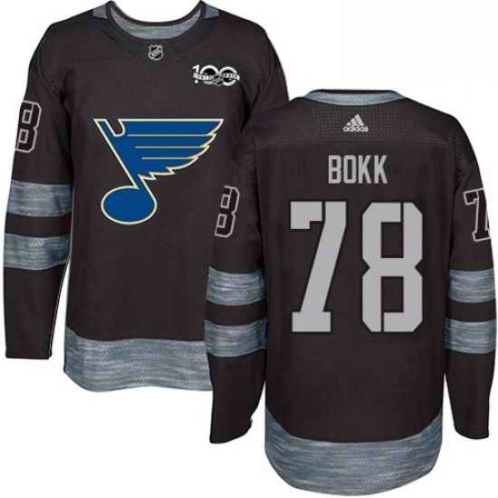 Mens Adidas St Louis Blues #78 Dominik Bokk Authentic Black 1917 2017 100th Anniversary NHL Jersey->st.louis blues->NHL Jersey
