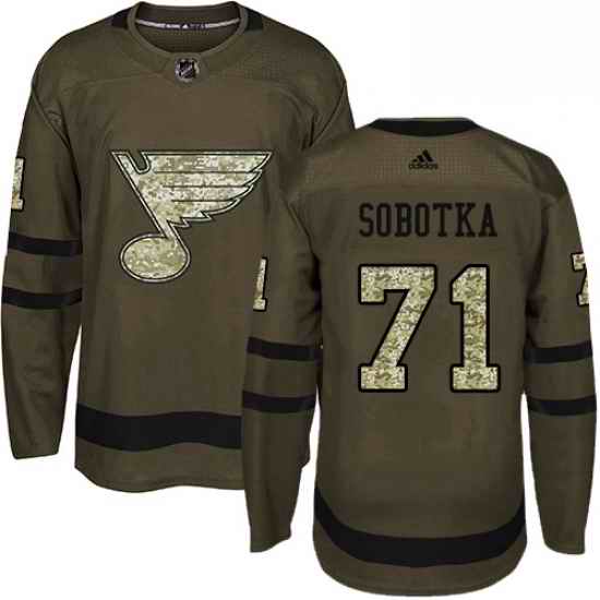 Mens Adidas St Louis Blues #71 Vladimir Sobotka Authentic Green Salute to Service NHL Jersey->st.louis blues->NHL Jersey
