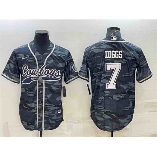 Men Dallas Cowboys #7 Trevon Diggs Grey Camo With Patch Cool Base Stitched Baseball Jersey->dallas cowboys->NFL Jersey