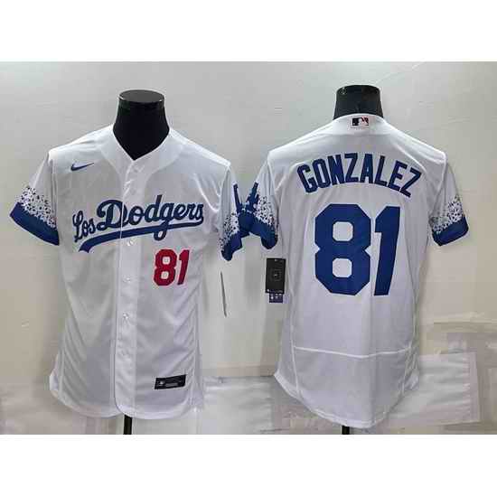 Men Los Angeles Dodgers #81 Victor Gonzalez White City Connect Flex Base Stitched Baseball Jersey->los angeles dodgers->MLB Jersey