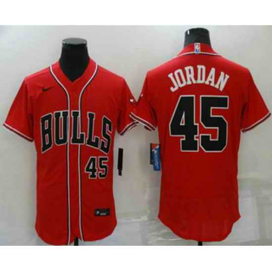 Men's Chicago Bulls #45 Michael Jordan Red Stitched Flex Base Nike Baseball Jersey->chicago bulls->NBA Jersey