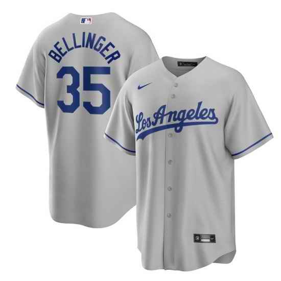 Men Los Angeles Dodgers #35 Cody Bellinger Grey Cool Base Stitched Jersey->los angeles dodgers->MLB Jersey