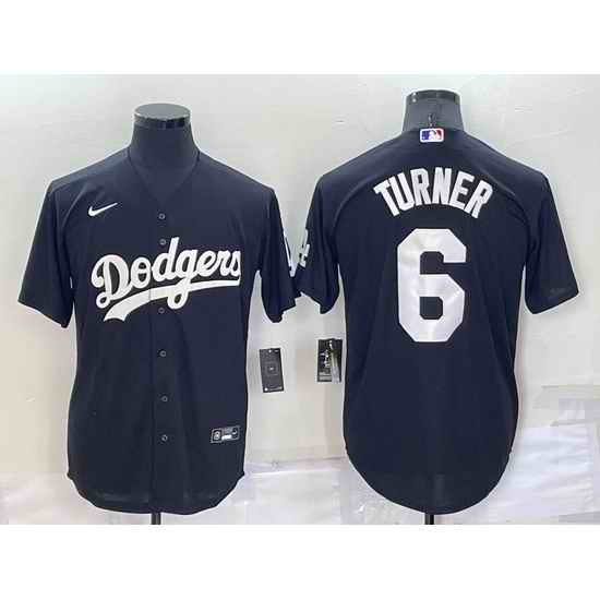 Men Los Angeles Dodgers #6 Trea Turner Black Cool Base Stitched Baseball Jerseyy->los angeles dodgers->MLB Jersey