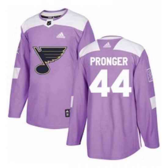 Mens Adidas St Louis Blues #44 Chris Pronger Authentic Purple Fights Cancer Practice NHL Jersey->st.louis blues->NHL Jersey